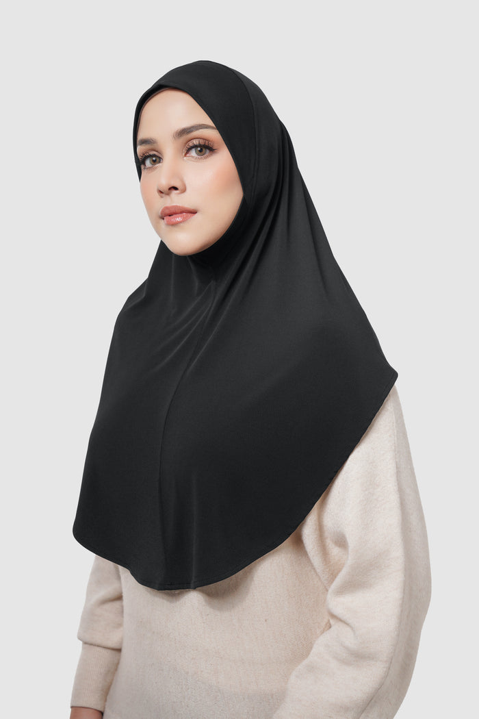 swyft slip on scarf in jet black by buttonscarves side view