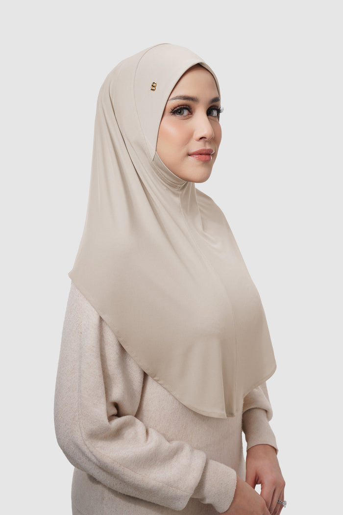swyft slip on scarf in khaki by buttonscarves side view