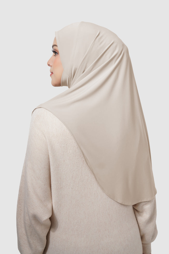 swyft slip on scarf in khaki by buttonscarves back view