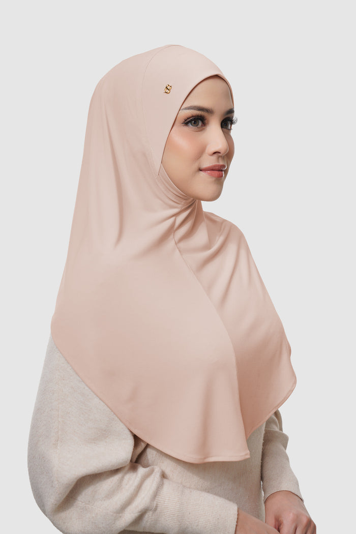 swyft slip on scarf in rose dust by buttonscarves side view