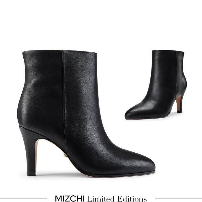 TANYA - black leather ankle boots