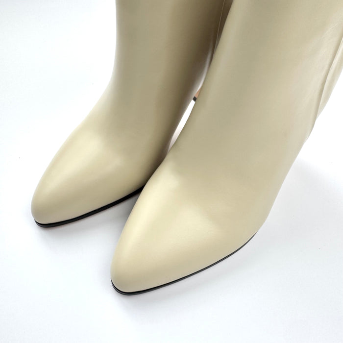 TANYA - ivory leather ankle boots
