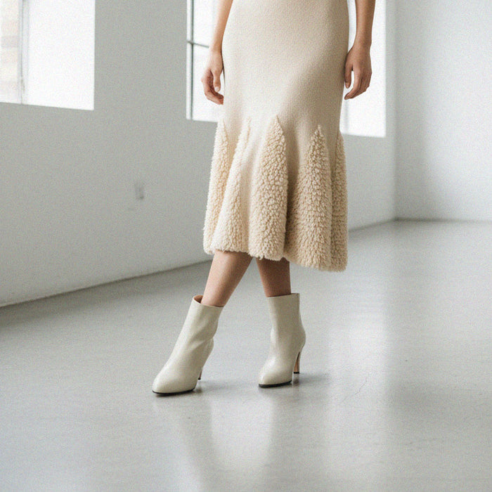 TANYA - ivory leather ankle boots