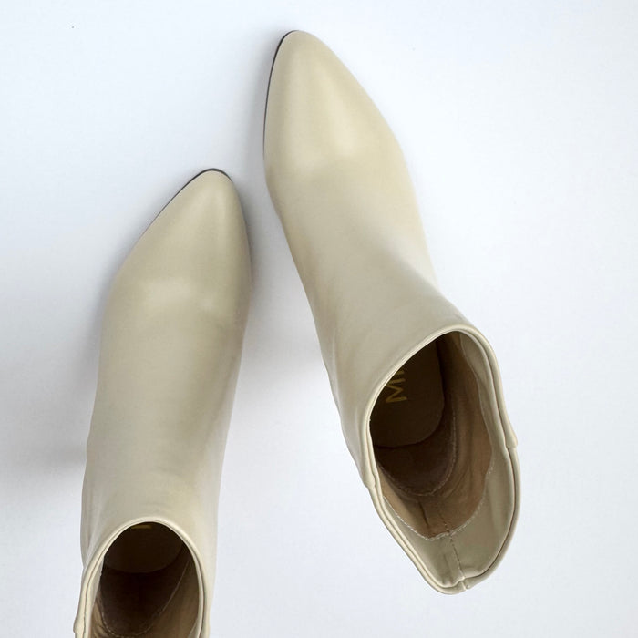 TANYA - ivory leather ankle boots
