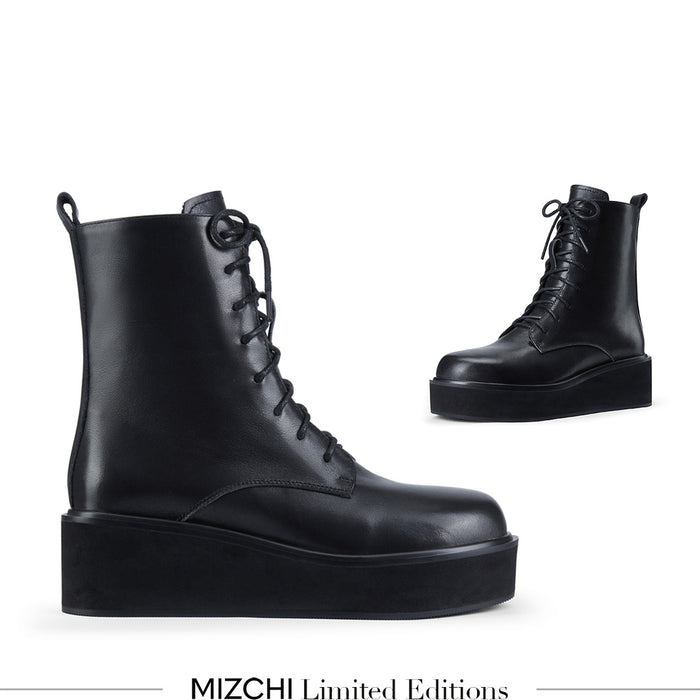 TERRY - lace up flatform boot