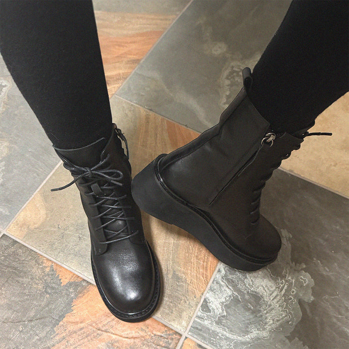 TERRY - lace up flatform boot