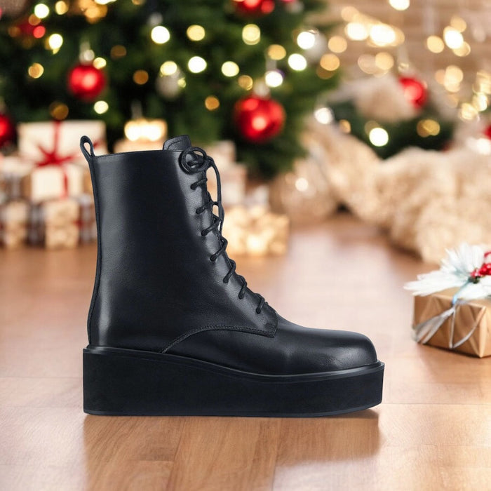 TERRY - lace up flatform boot
