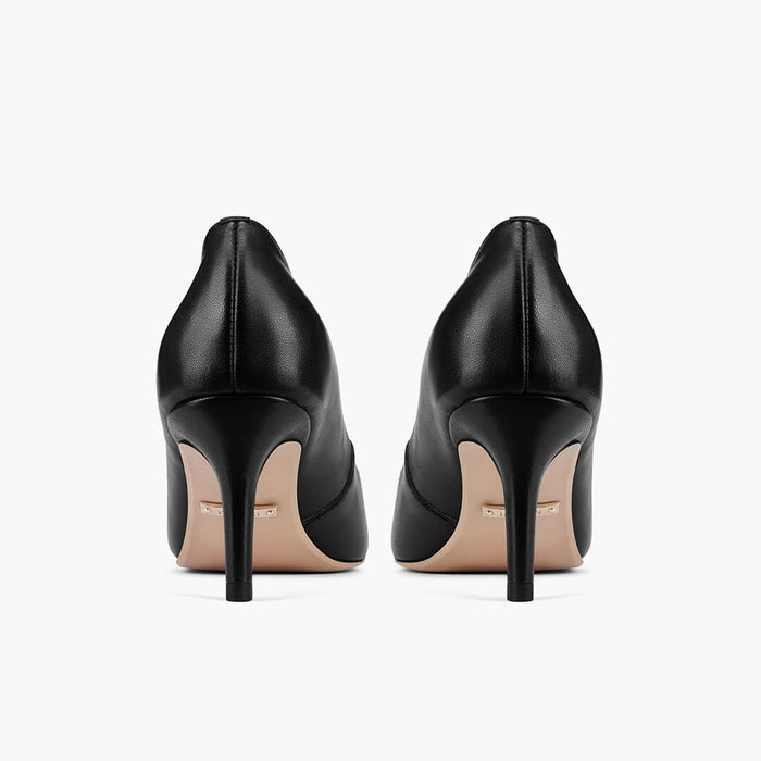 TIA BLACK LEATHER - kitten heels