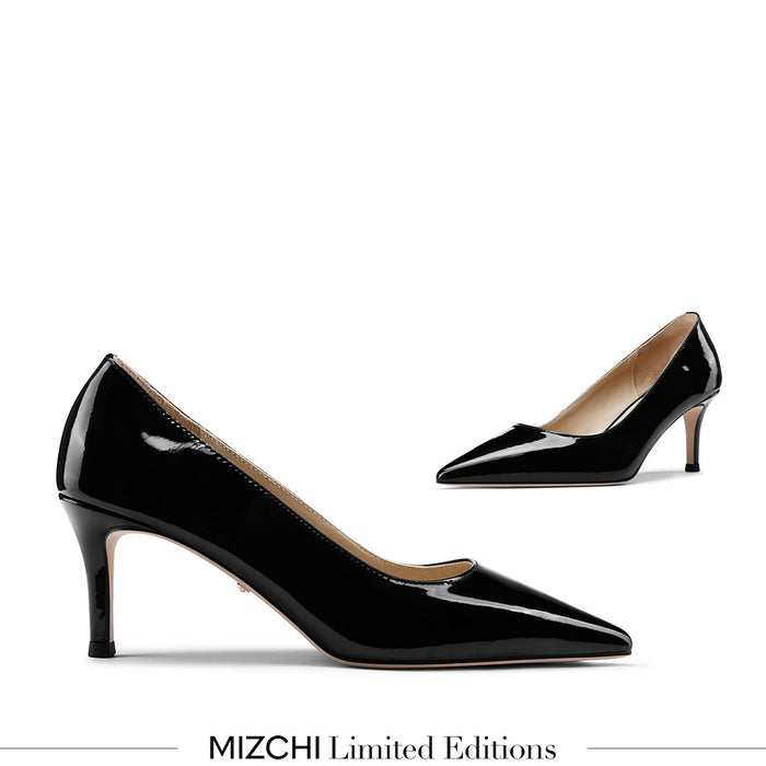 TIA BLACK PATENT - kitten heels