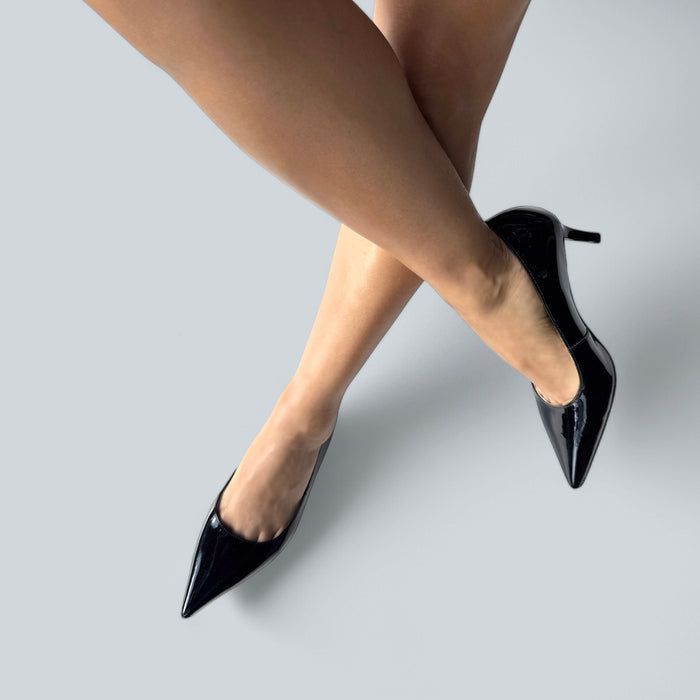 TIA BLACK PATENT - kitten heels