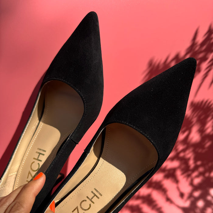 TIA BLACK SUEDE - kitten heels