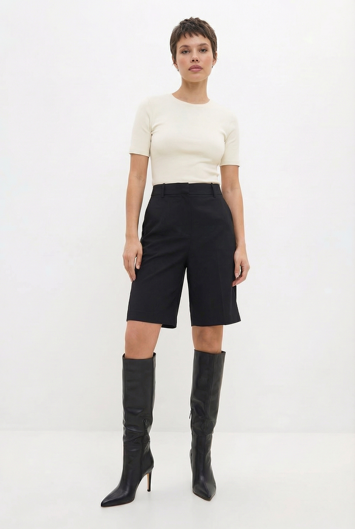 Timeless Black Leather Knee-High Boots - Black