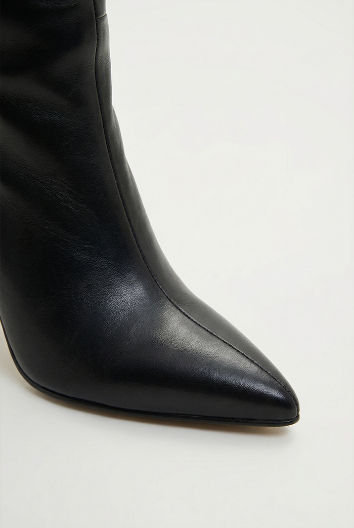 Timeless Black Leather Knee-High Boots - Black