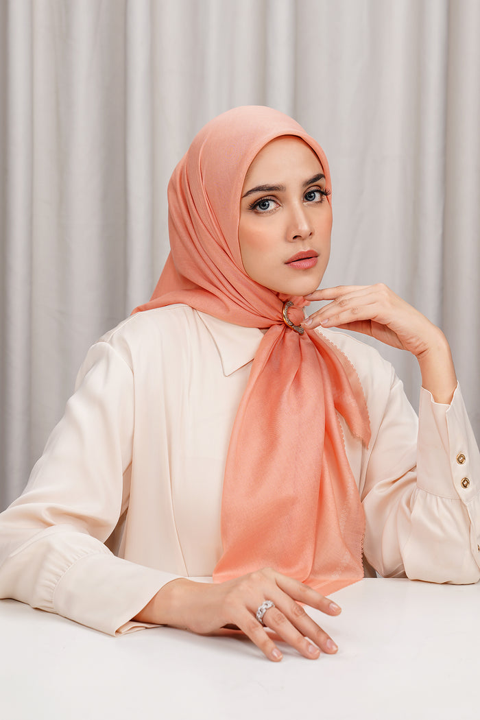 today's scarf in peach by buttonscarves front view