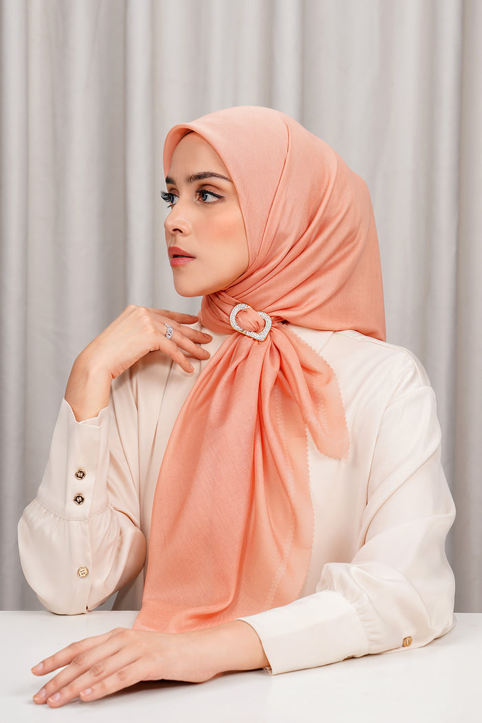 today's scarf in peach by buttonscarves side view