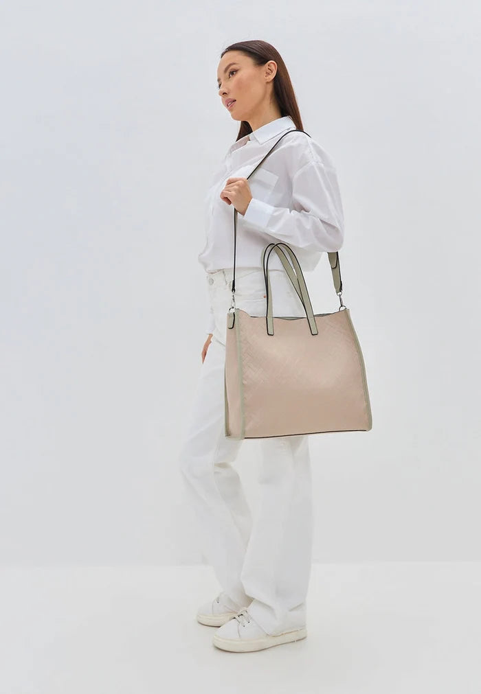 A stylish beige canvas tote bag perfect for everyday use.