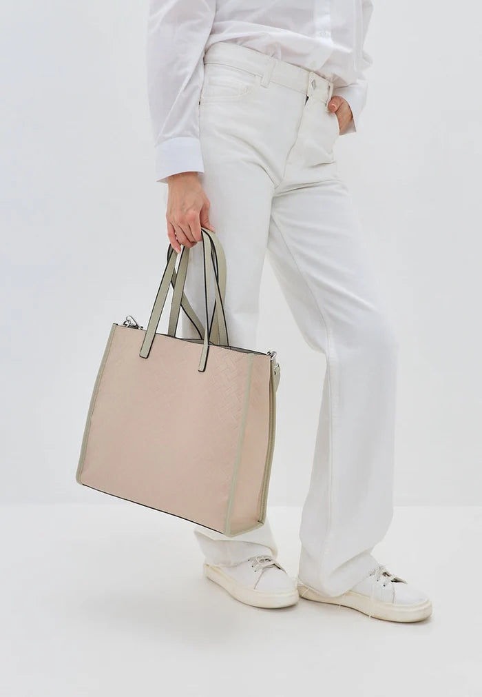 A stylish beige canvas tote bag, perfect for everyday use or a day out shopping.
