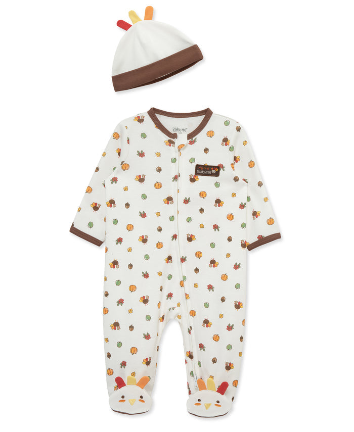 Turkey Zip Footie & Hat (NB-9M) - Little Me
