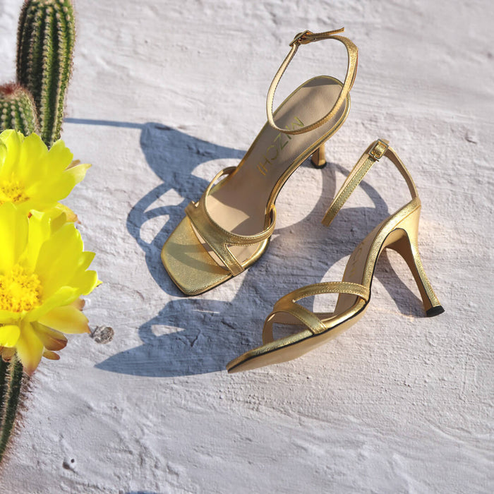 *UK size 2 - VEGAS - gold, 9cm heels
