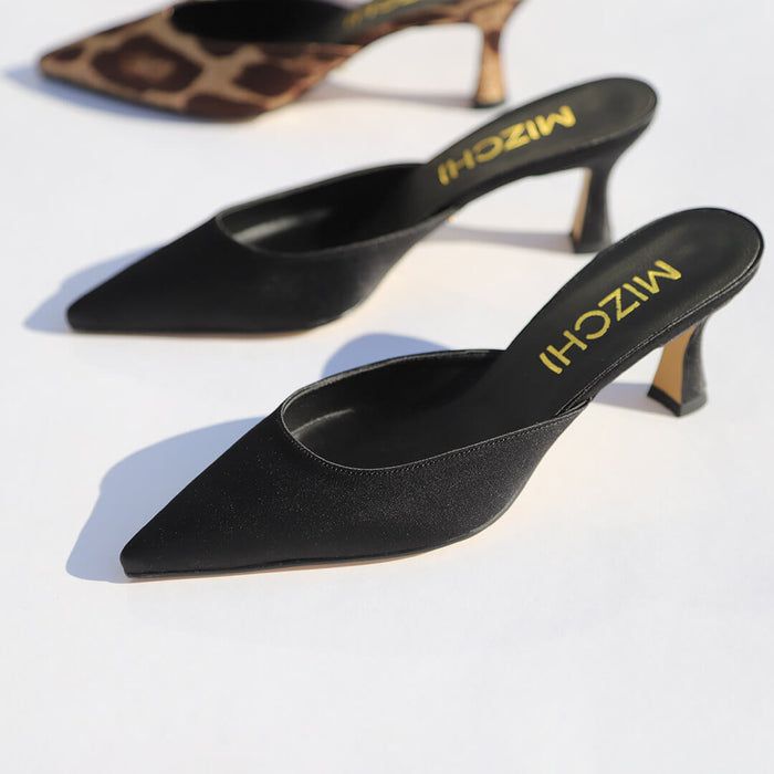 *UK size 2.5 - CLEO - black satin, 6cm heels