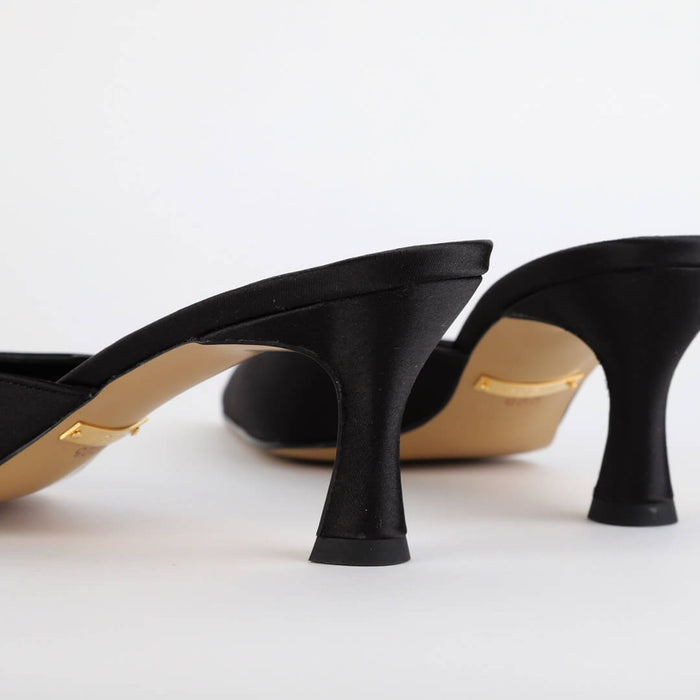 *UK size 2.5 - CLEO - black satin, 6cm heels