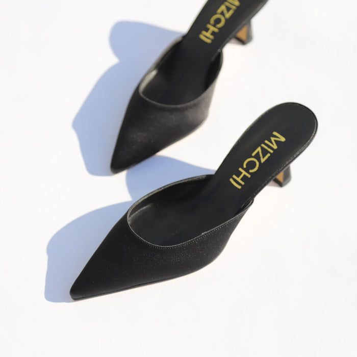 *UK size 2.5 - CLEO - black satin, 6cm heels