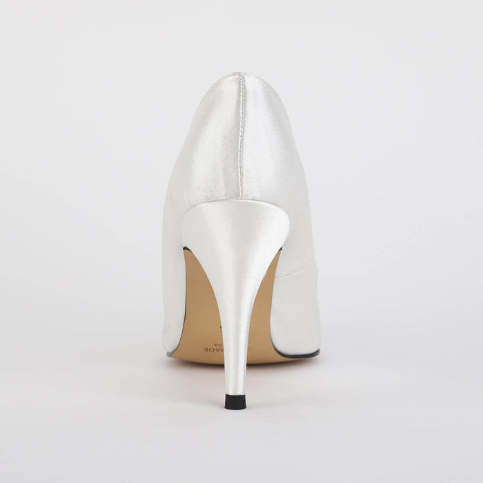 UK size 2.5 - KIBON - beige satin, 9cm heels