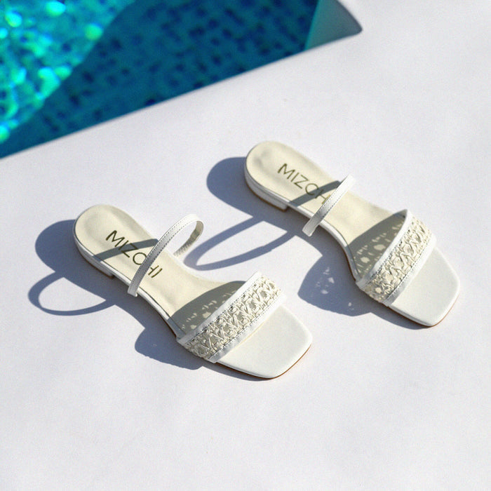 *UK size 2.5 - SELLY SUMMER - white, 1.5cm heels