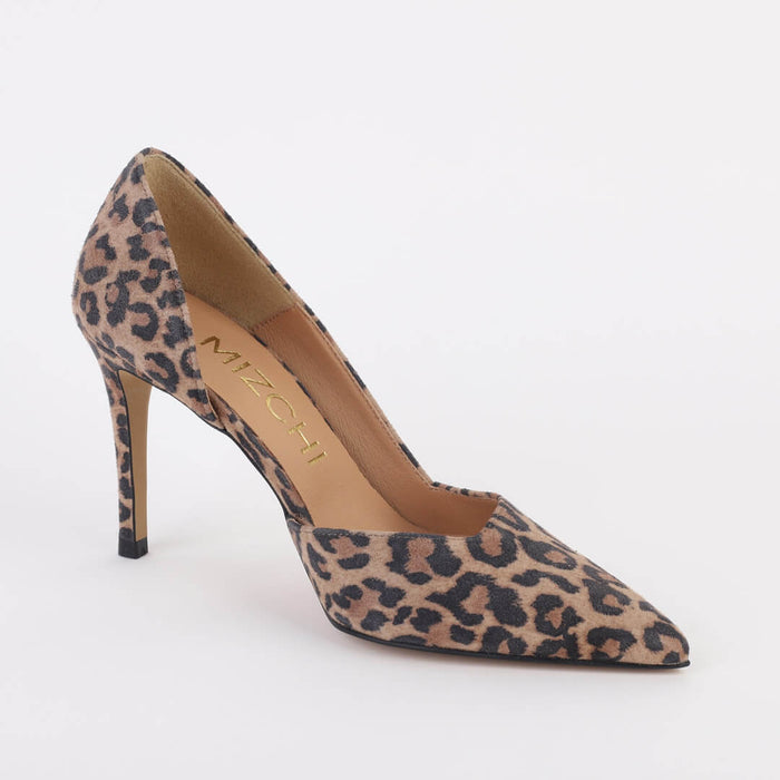 *UK size 3 - MAINZE - leopard suede, 6cm heels