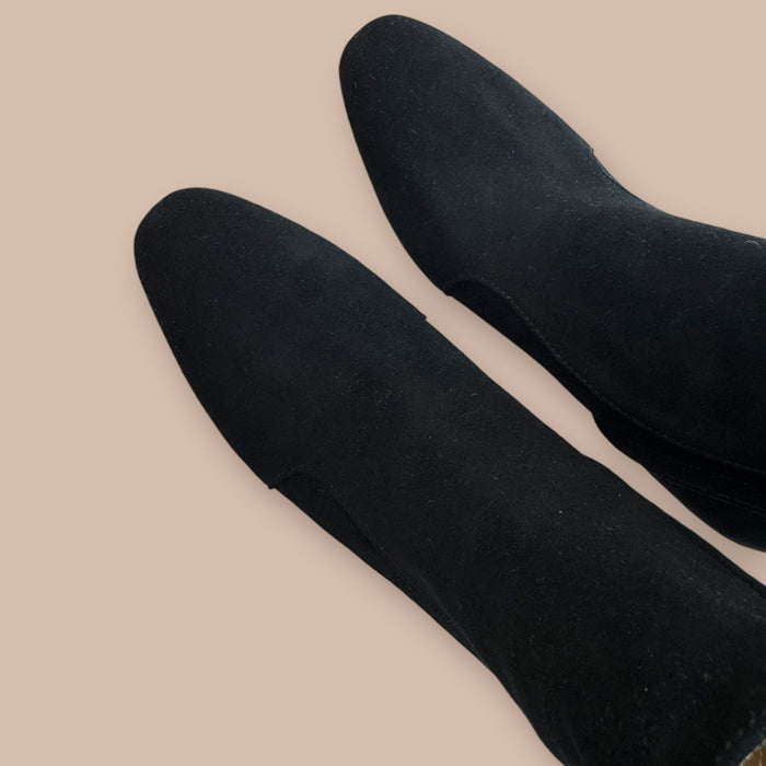 VALERIE - black suede mid-heel ankle boots