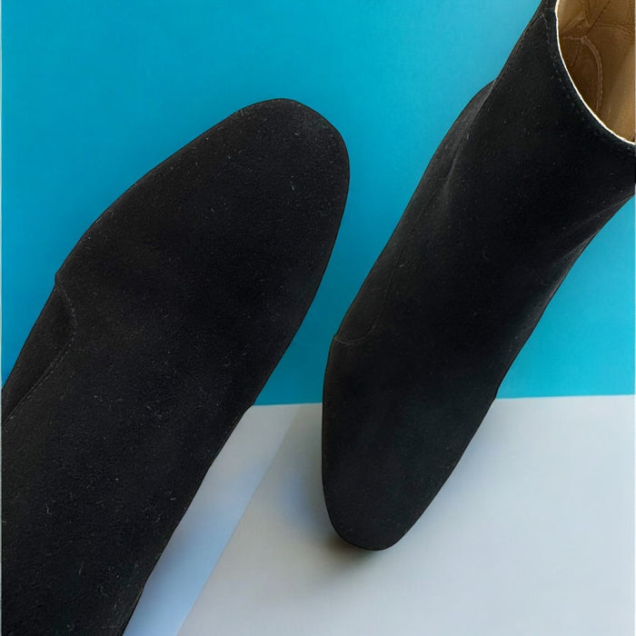 VALERIE - black suede mid-heel ankle boots
