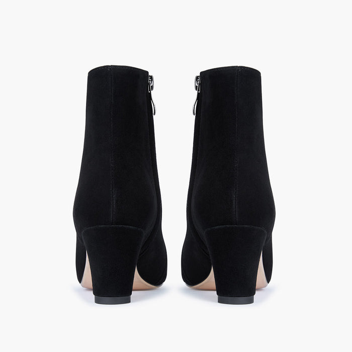 VALERIE - black suede mid-heel ankle boots