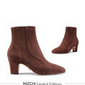 VALERIE - brown suede mid-heel ankle boots