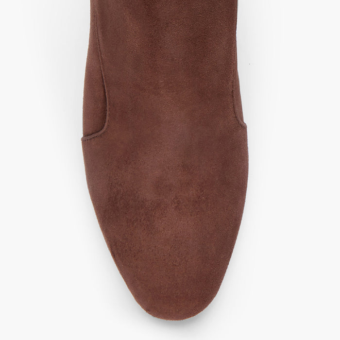 VALERIE - brown suede mid-heel ankle boots