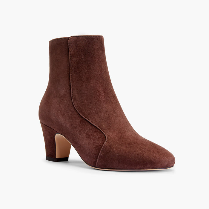 VALERIE - brown suede mid-heel ankle boots