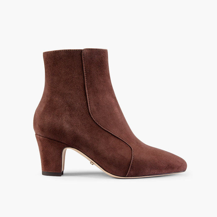 VALERIE - brown suede mid-heel ankle boots