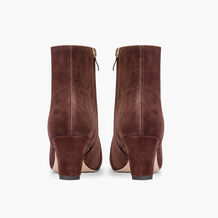 VALERIE - brown suede mid-heel ankle boots