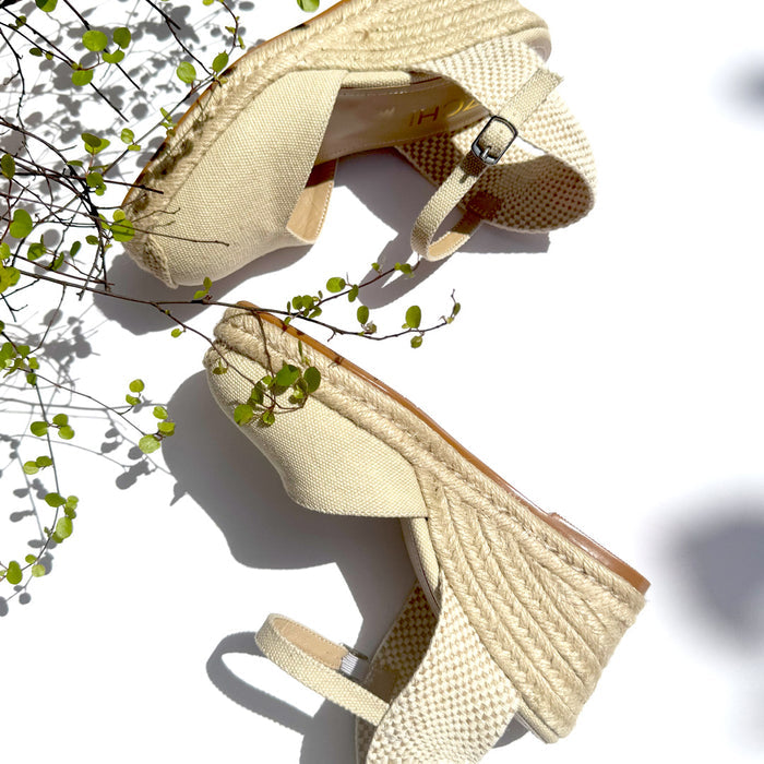 VITTORIA - beige ankle strap espadrilles