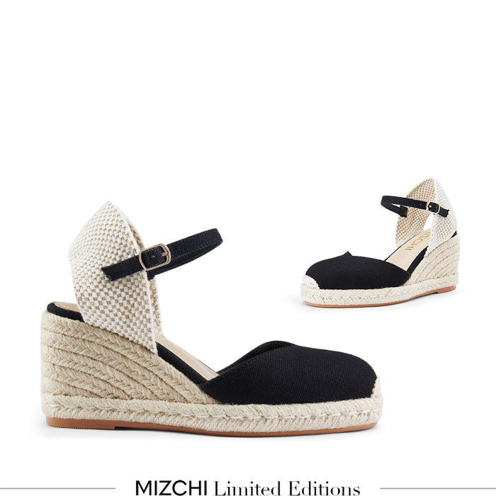 VITTORIA - black ankle strap espadrilles
