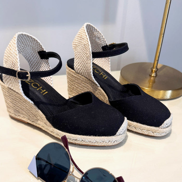 VITTORIA - black ankle strap espadrilles