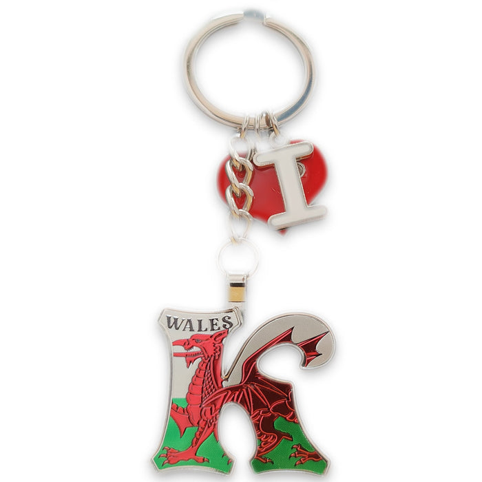 Wales Alphabet Keyring | Personalised Initial Keychain with Welsh Red Dragon & Flag Design | Durable, Stylish & Lightweight Souvenir | Perfect Everyday Accessory & Gift for All Ages