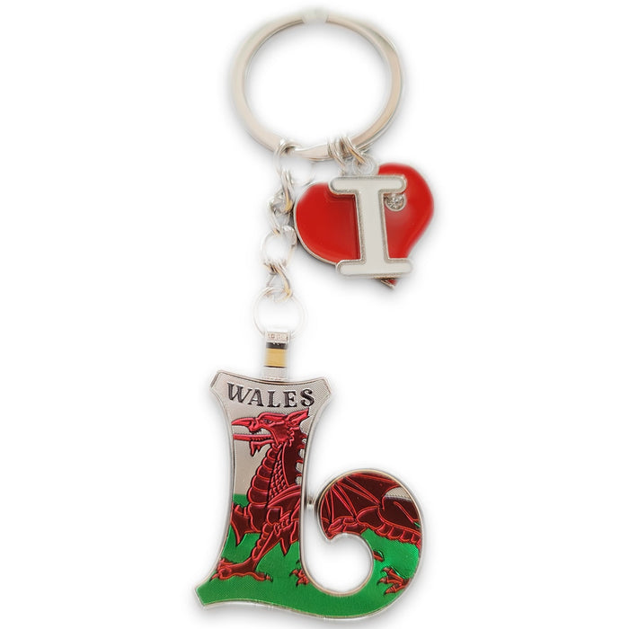 Wales Alphabet Keyring | Personalised Initial Keychain with Welsh Red Dragon & Flag Design | Durable, Stylish & Lightweight Souvenir | Perfect Everyday Accessory & Gift for All Ages