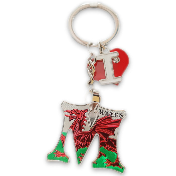 Wales Alphabet Keyring | Personalised Initial Keychain with Welsh Red Dragon & Flag Design | Durable, Stylish & Lightweight Souvenir | Perfect Everyday Accessory & Gift for All Ages