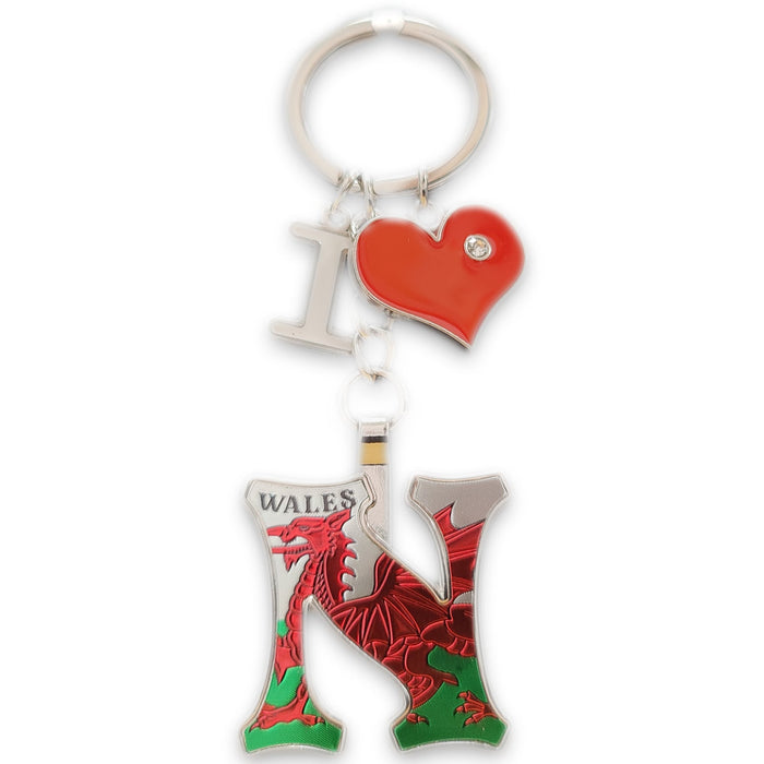 Wales Alphabet Keyring | Personalised Initial Keychain with Welsh Red Dragon & Flag Design | Durable, Stylish & Lightweight Souvenir | Perfect Everyday Accessory & Gift for All Ages