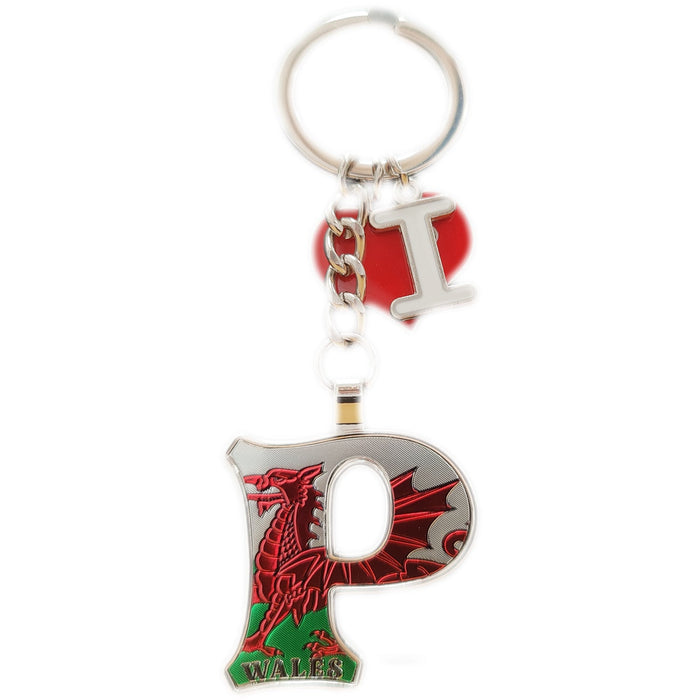 Wales Alphabet Keyring | Personalised Initial Keychain with Welsh Red Dragon & Flag Design | Durable, Stylish & Lightweight Souvenir | Perfect Everyday Accessory & Gift for All Ages