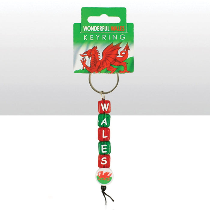 Wales Coloured Dice & Welsh Disc Keyring 0012