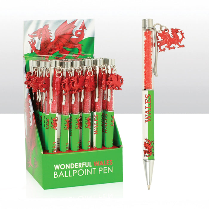 Wales Crystal Pen With Red Dragon Charm 0036