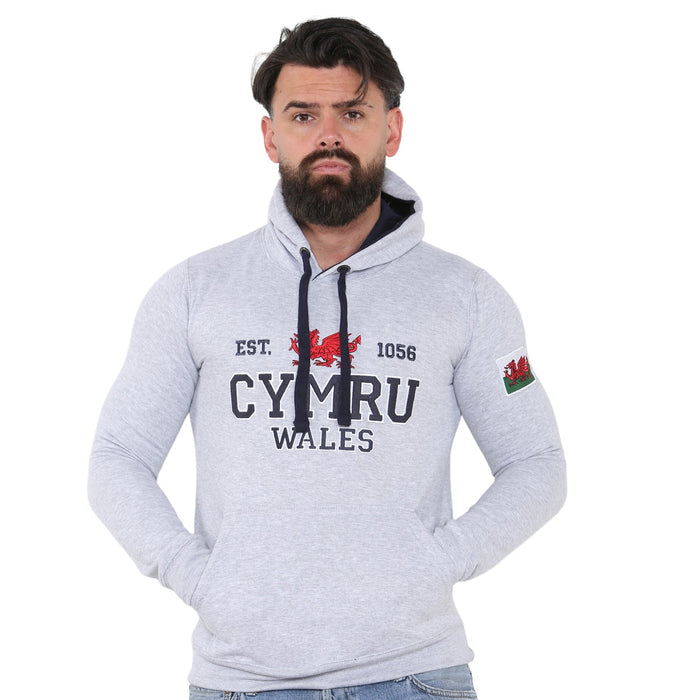 Wales Cymru 1056 Hoodie | Stylish Supporters Pullover Hoodie with Welsh Dragon & Cymru Print | Warm, Durable & Comfortable Cotton Blend Sweatshirt | Casual Streetwear & Rugby Fan Hoodie for All Ages