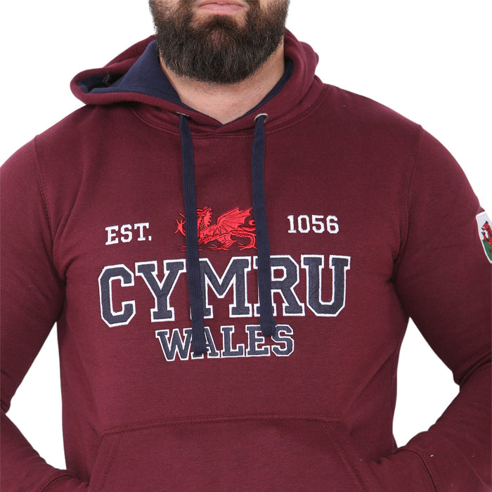 Wales Cymru 1056 Hoodie | Stylish Supporters Pullover Hoodie with Welsh Dragon & Cymru Print | Warm, Durable & Comfortable Cotton Blend Sweatshirt | Casual Streetwear & Rugby Fan Hoodie for All Ages