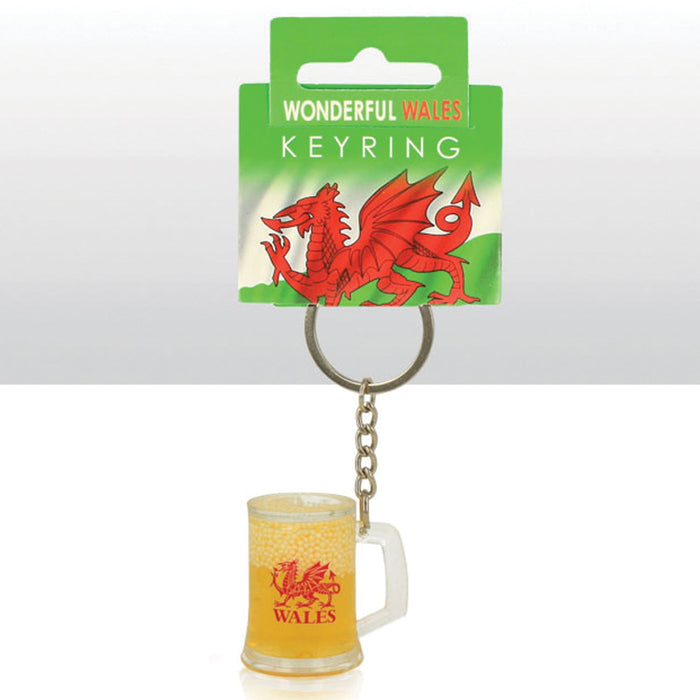 Wales Dragon Mini Tankard Liquid Filled Keyring 0012